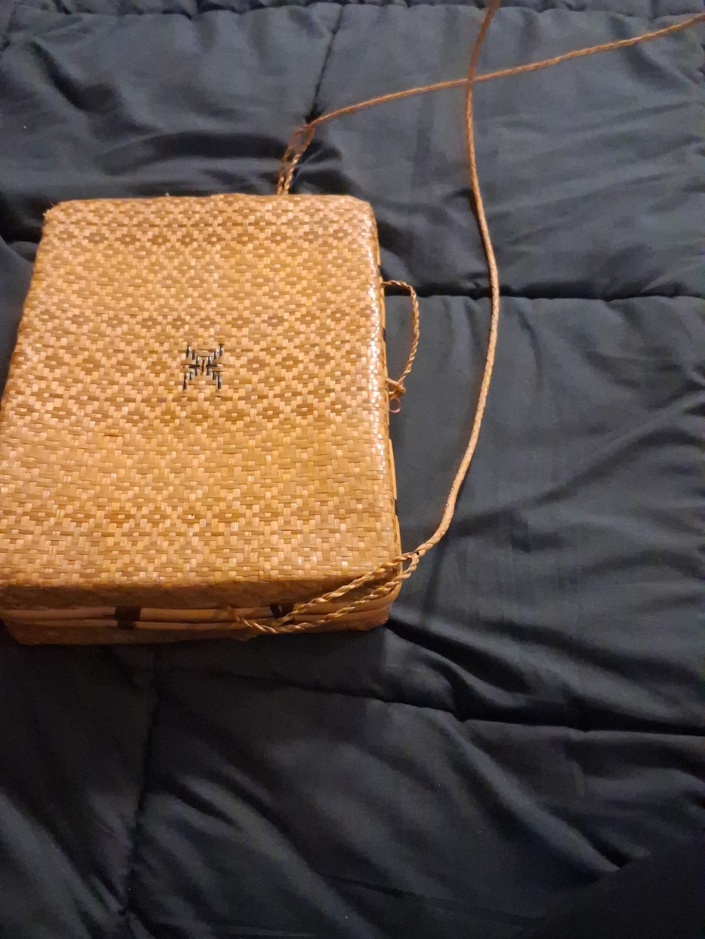 Woven Rattan Shoulder Bag in Natural Brown